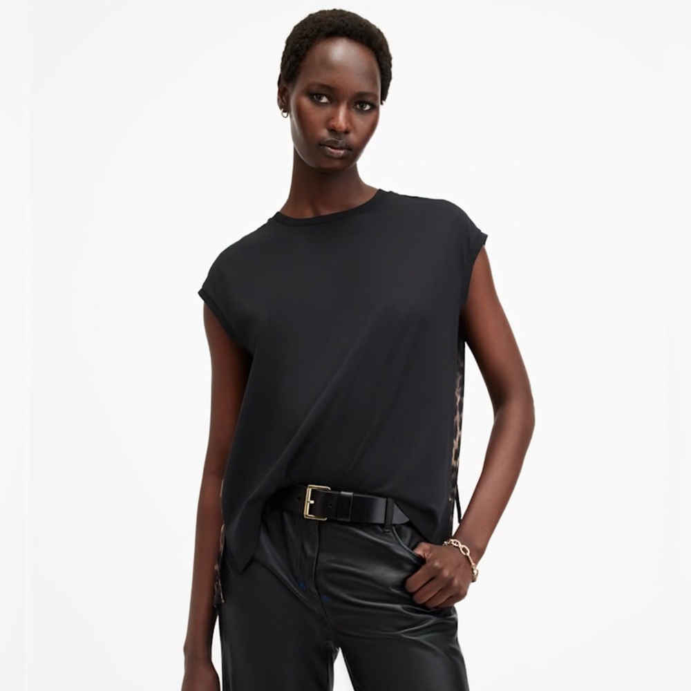 All Saints Black/Leopard Top